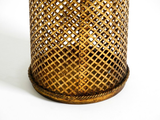 Image 1 of Cestino per la carta straccia in metallo dorato Regency italiano di metà secolo di Li Puma