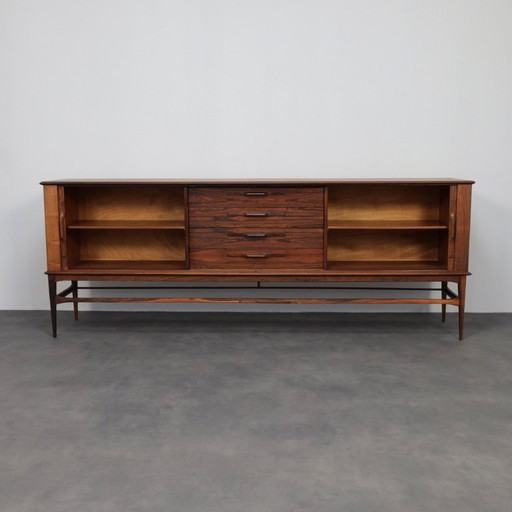 Remarkable Mid-Century Danish Rosewood Sideboard with Tambour Doors, 1960s