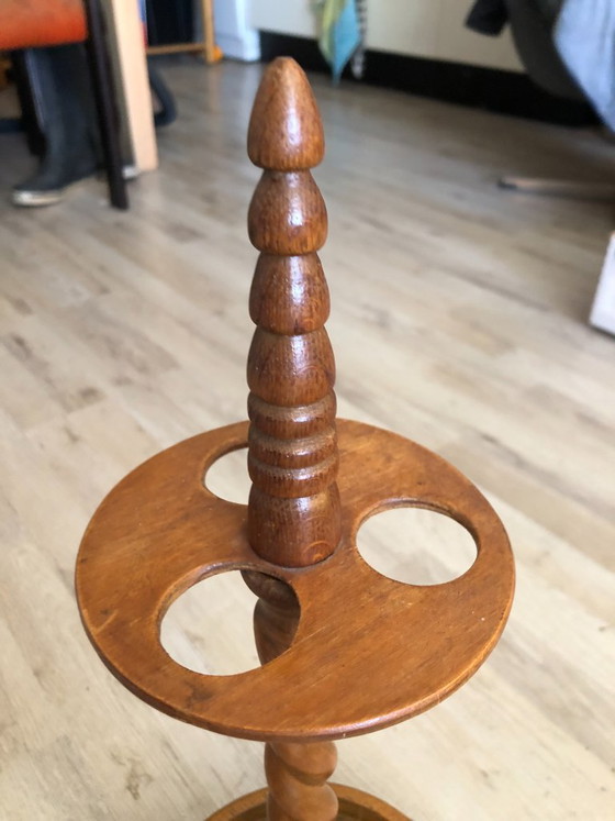 Image 1 of Antique wooden pipe stand - 53 cm high with turned column