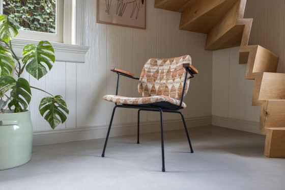Originele Vintage Gispen Professioneel Gerestaureerd en Gestoffeerd in Nobilis Stof – Fauteuils, Metal (photo 7 of 9)