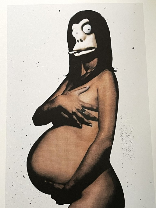 Banksy (1974) - Danger Monkey Pregnant - Barely Legal – lithos zeefdrukken, Paper