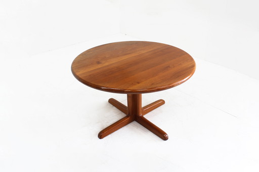 Table de salle à manger ronde extensible vintage danoise en teck massif
