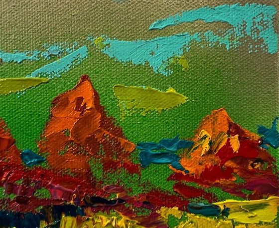 Original Oil Painting Evening Sky Landscape Summer Fields – Paintings & Drawings, Canvas (photo 4 of 8)
