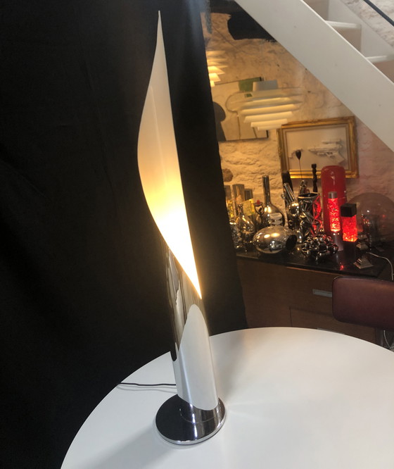 Image 1 of Vintage vloerlamp - Vlam - Roestvrij staal - Space Age - 1970