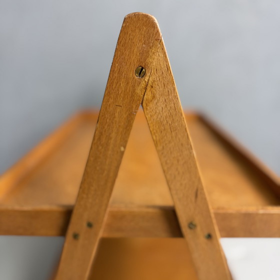 Image 1 of Vintage dubbellaagse butler tray beukenhout
