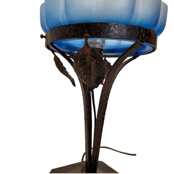 Image 1 of Lampada francese Art Déco con paralume blu