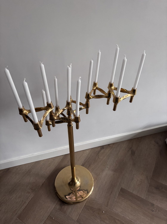 Opportunità Unica! Esclusivo Stoff Nagel Portacandele da Terra Dorato (Anni '60) Set Completo con Candele (photo 4 of 7)