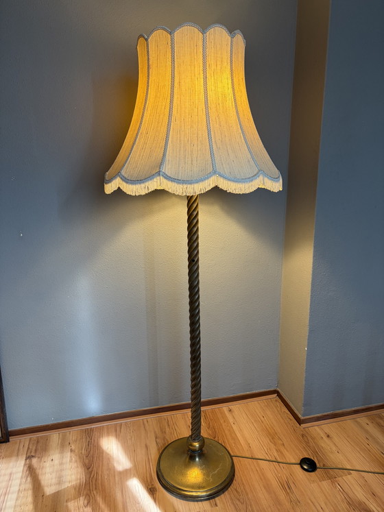Vintage rope twist Floor light Hollywood Regency Italy – Textile, Brass (photo 3 of 8)