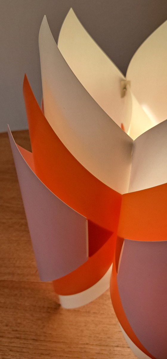 Image 1 of Lampada a sospensione vintage – Design anni '70 – Plastica – Arancione/Bianco – Ottime condizioni