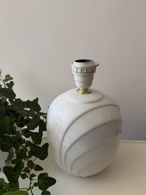 Lámpara de cerámica blanca vintage de los años 80