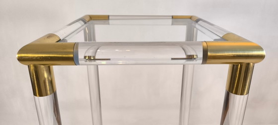 Image 1 of 😍✨ Excepcional soporte de columna de Charles Hollis Jones en Lucite y latón, década de 1970 ✨😍