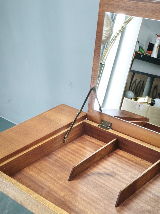 Image 1 of Sven Aage Madsen Teak Vanity Desk with Mirror, Denmark, 1960s