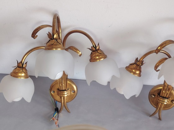 Image 1 of Vintage wandlamp (met wandarm) in Italiaanse Florentijnse stijl, gemaakt van smeedijzer.