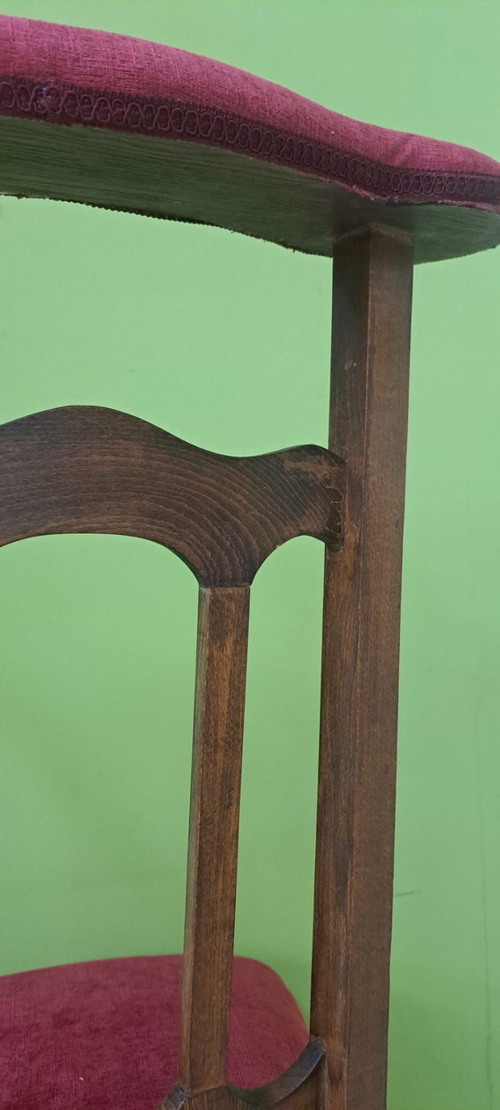 Antiker Prie-dieu, Stühle und Loungesessel, Stoff, Holz, Braun (Foto 8 von 9)