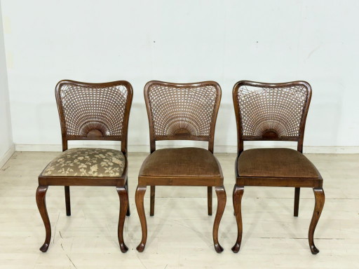 Juego de 3 sillas Chippendale / Sillas de comedor antiguas – circa 1920