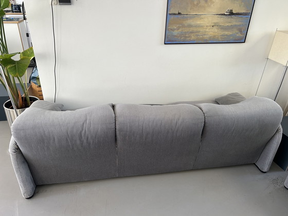Image 1 of Cassina Maralunga 3-zits bank - grijs/zwart fluweel