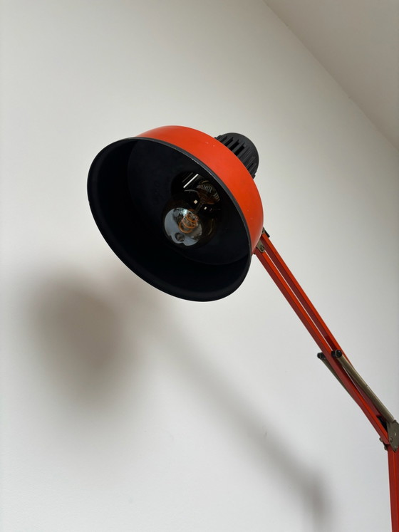 70s Vintage orange architect lamp, working with table clamp, Table lamps, Metal, Red (photo 7 of 15)