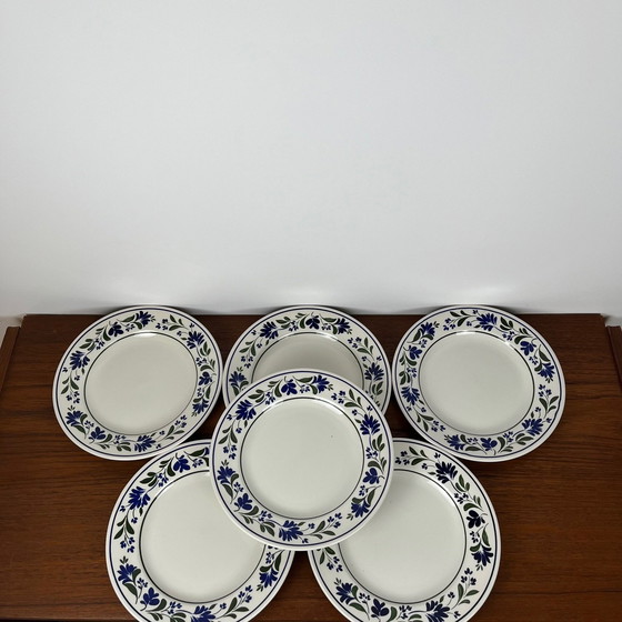 Image 1 of Set di 6 piatti da dessert Churchill England, motivo floreale, 1970