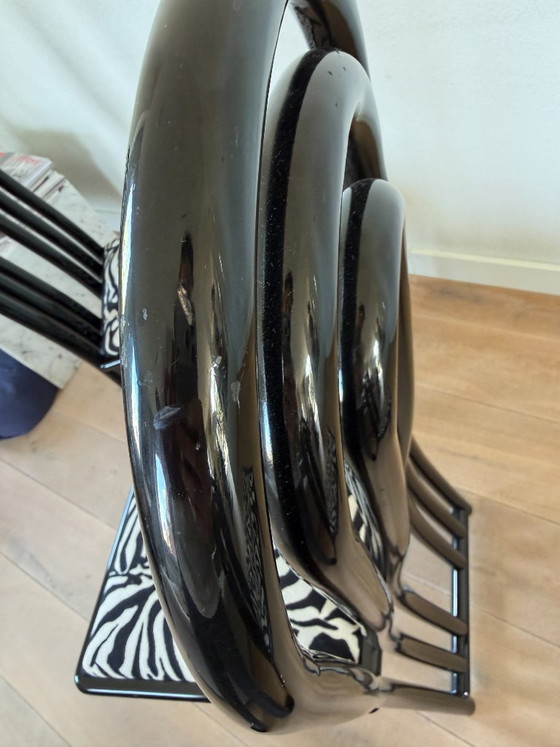 Image 1 of Set of 3 Postmodern Dining Chairs – Memphis Style – Zebra Print