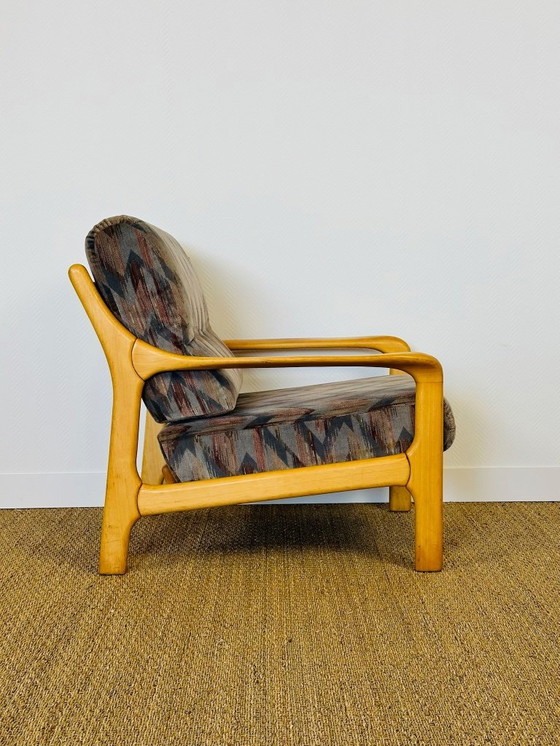 Image 1 of Vintage fauteuil van beukenhout met geometrische stof, 1970