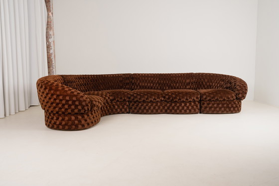 Image 1 of Canapé modulaire italien en velours marron