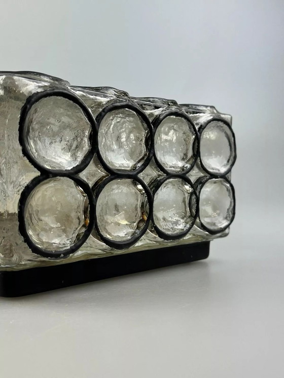 Image 1 of 60s 70s ceiling lamp Glashütte Limburg Germany Plafoniere glass & metal
