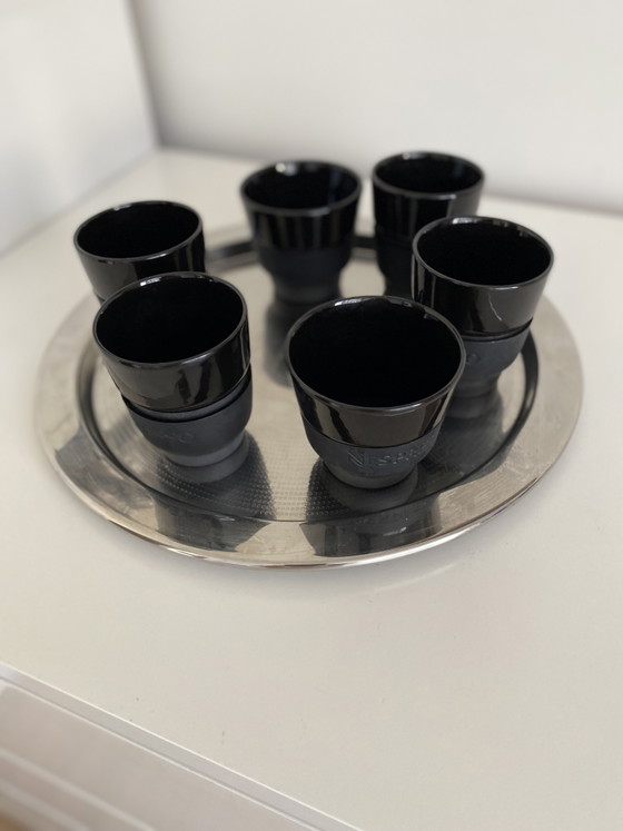 Image 1 of 6 tazze da caffè Nespresso nere con elastico per una presa salda