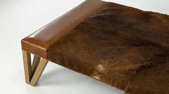 Image 1 of Lionel Jadot, Important Daybed in Cowhide, Leather and Oak. C.2010