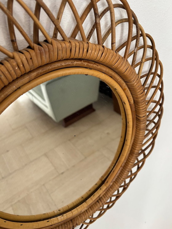Bamboe en Rotan Spiegel, Italië, jaren '60 – Rieten, Mid Century Modern (photo 7 of 9)