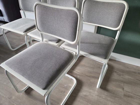 4x Cesca Chairs - Mady In Italy - 1980 – Dining chairs, Metal, Textile (photo 5 of 11)