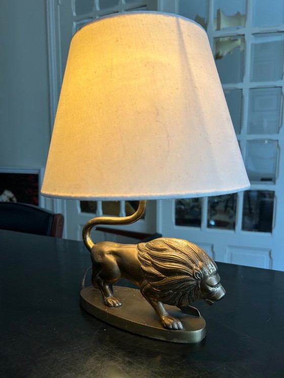Image 1 of Vintage Brass "Lion" Lamp