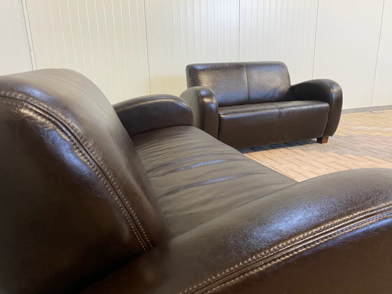 Image 1 of Divano in vera pelle marrone 3 + 2,5 posti