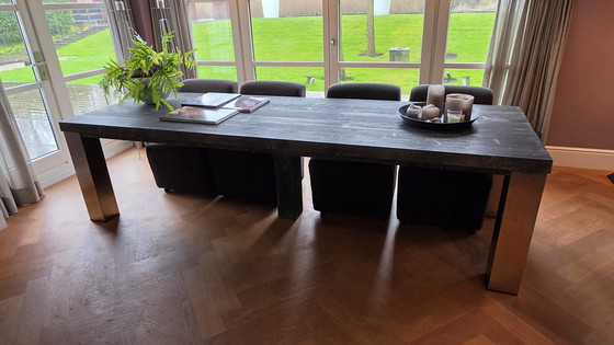 Image 1 of Großer Esstisch mit Holzplatte – 300 x 98,5 cm