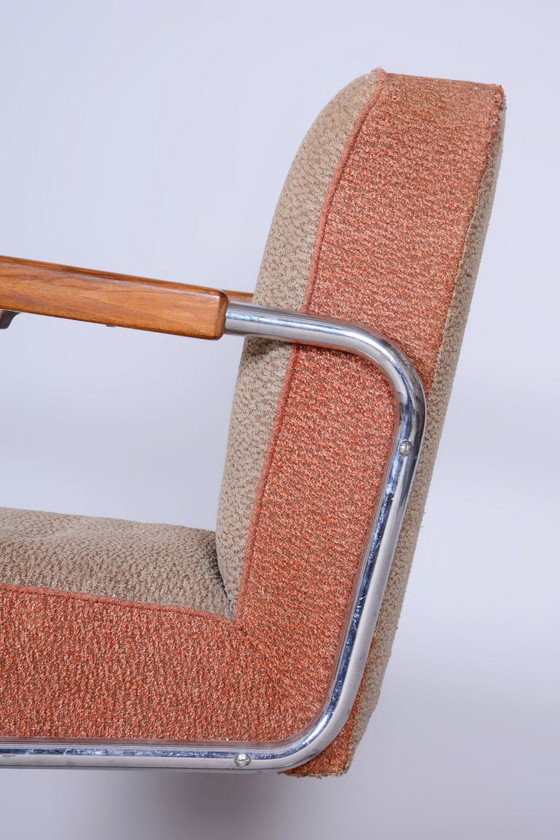 Originele Bauhaus-fauteuil, van Vichr a Spol., chroom, staal, Tsjechisch, jaren 1930 – Textile, Wood (photo 6 of 10)