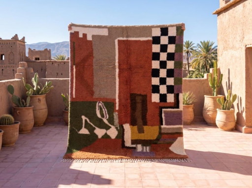 Raro tappeto berbero marocchino fatto a mano, 200 cm x 300 cm – vloerkleden en tapijten, Cotton