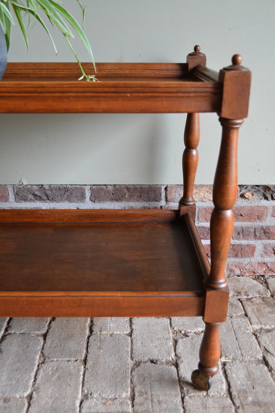 Image 1 of Antique Oak Wooden Tea Trolley