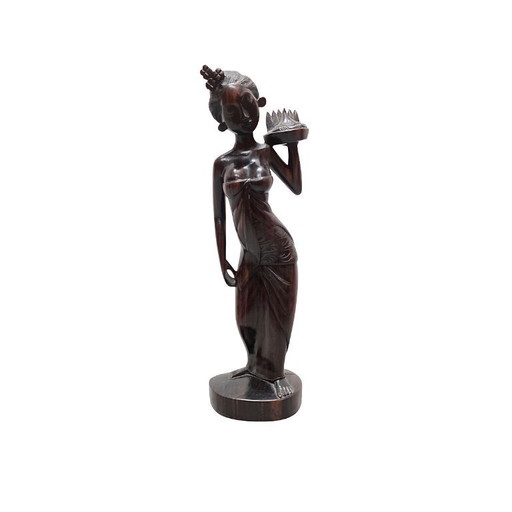 Vintage balinesische Schnitzerei einer Dame, 1960er/70er Jahre