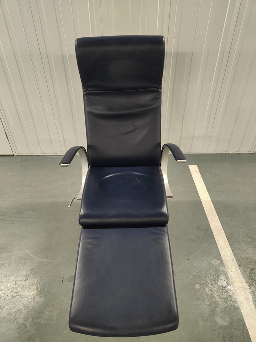 Rolf Benz relax blauw leren relax-fauteuil