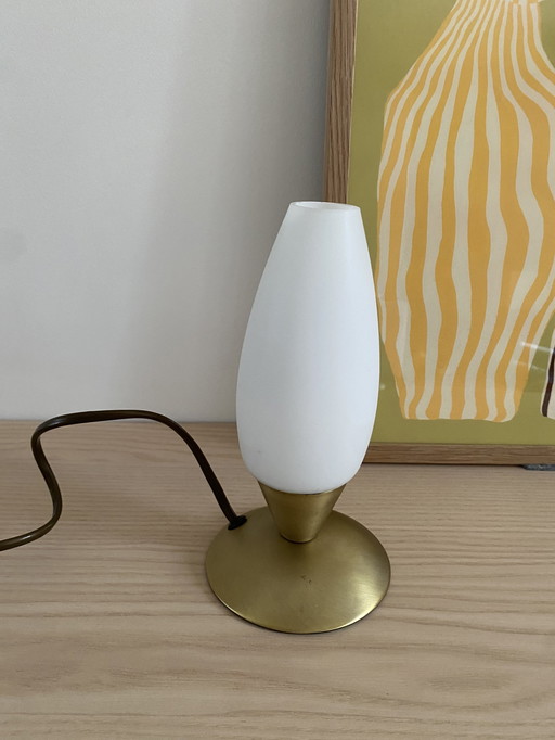 R.S.- Leuchten - tafellamp - kelklamp - melkglas - messing - 80's