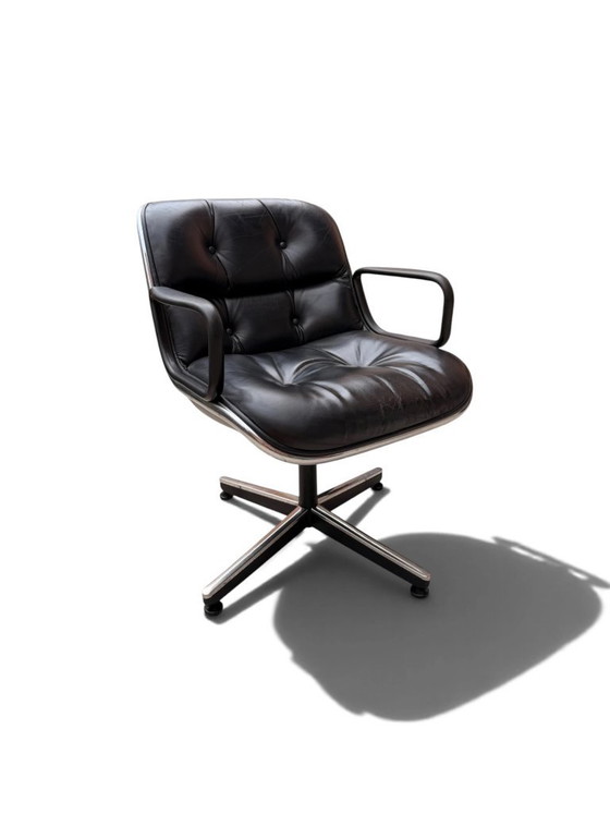 Poltrona da ufficio Executive Charles Pollock, Knoll, pelle nera – Poltrone (photo 2 of 12)