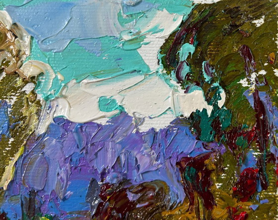 Image 1 of Original Oil Painting Summer Field Landscape At the Source