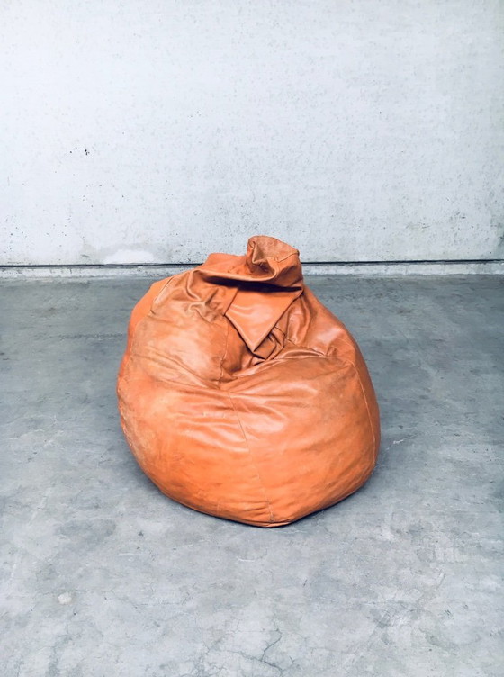 Image 1 of Pouf in pelle patchwork dal design vintage, Italia anni '70
