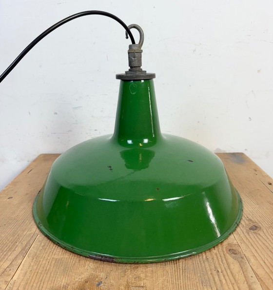 Image 1 of Industrial Green Enamel Factory Pendant Lamp from Revo, 1950s