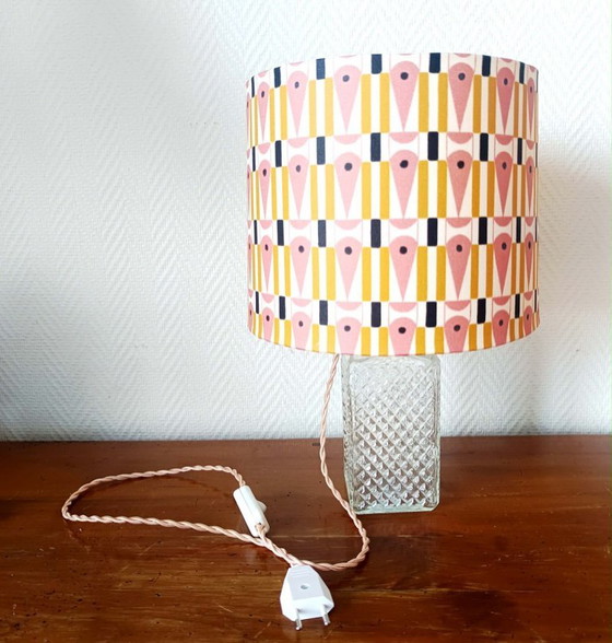 Image 1 of Whiskey carafe lamp and abstract lampshade