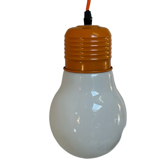 Image 1 of XL / Oversized Bulb Lamp - Milk Glass - Including Ceiling Canopy and Wiring