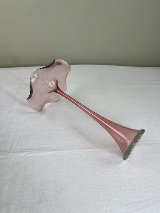 Soliflore rosa fumé con corolla ondulata, Vasi, Cristallo, Vetro, Vintage (foto 5 di 8)