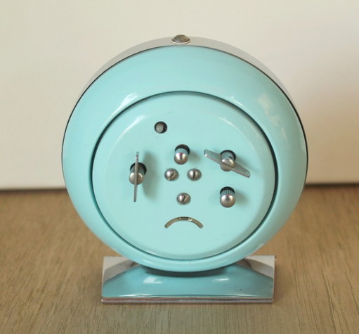 Wekker Diamond Shanghai Secteller Jaren 70 Chroom/Pastelblauw