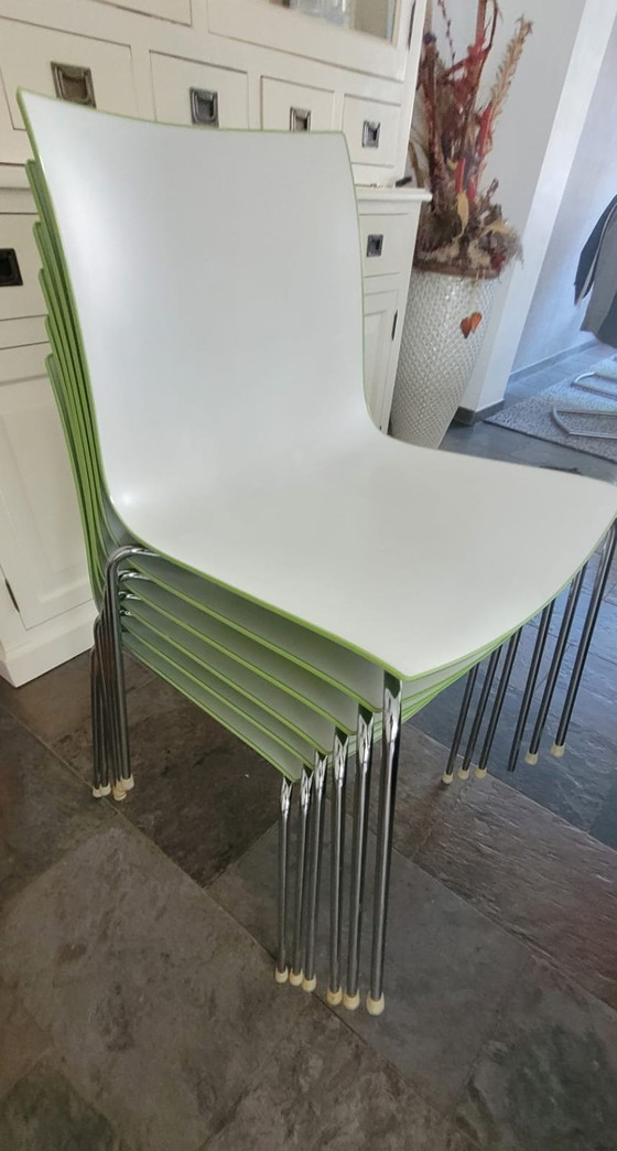 Image 1 of 6x Arper Catifa 46 designer chairs | Green/White | Stackable & modern