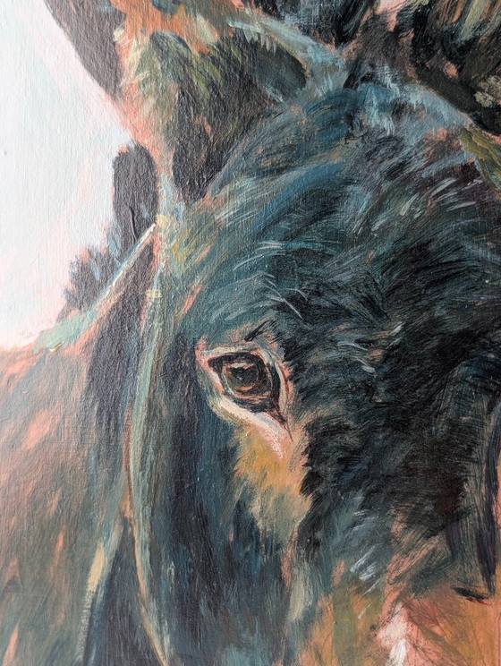 Image 1 of Portrait d'un âne, huile sur panneau, XXe siècle