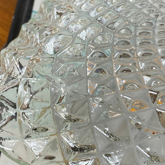 Small square wall/ceiling light, clear glass, vintage style, 1970s-1980s (photo 4 of 9)